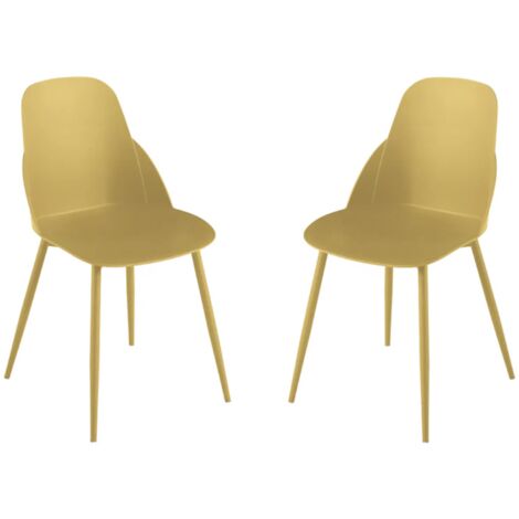 Sedia in polipropilene Giallo con gambe in metallo - MILA 2 sedie