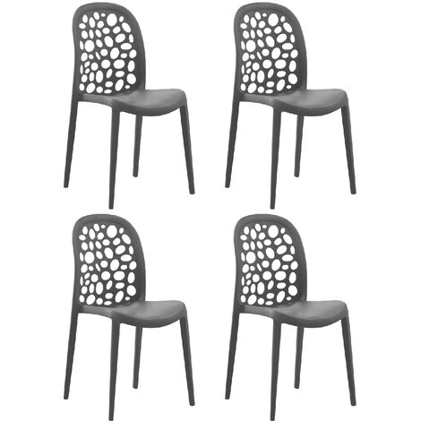Sedia in polipropilene GRIGIA ristorante trattoria bar pub moderna casa giardino esterno interno Laura SET 4 PEZZI