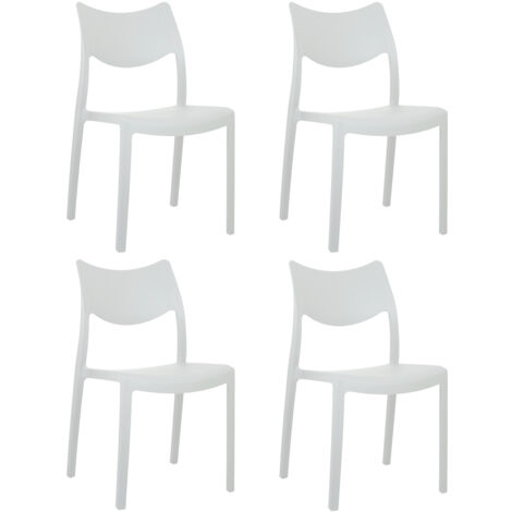 Sedia In Polipropilene Manu Arredo di Design Sedia per Esterno e Interno Impilabile Sedie Moderne Resistenti Sedia per Giardino Cucina 4 SEDIE MANU BIANCO