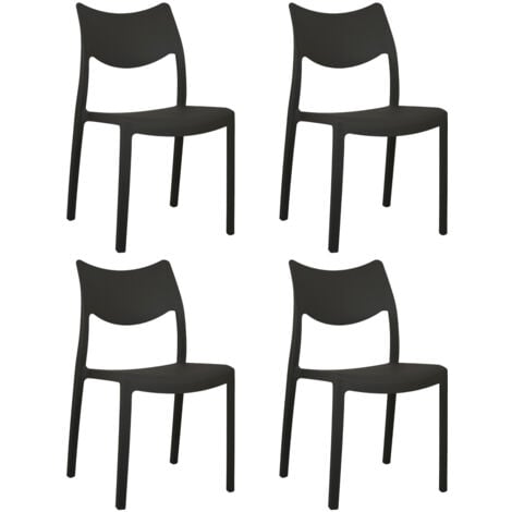 Sedia In Polipropilene Manu Arredo di Design Sedia per Esterno e Interno Impilabile Sedie Moderne Resistenti Sedia per Giardino Cucina 4 SEDIE MANU NERO