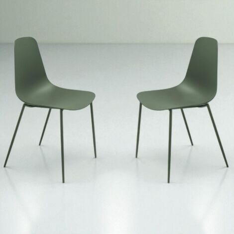 Sedia in polipropilene Verde con gambe in metallo LUANA 2 sedie