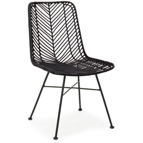Sedia in Rattan Nero Moderno da Interno - LORE - Colore: Nero