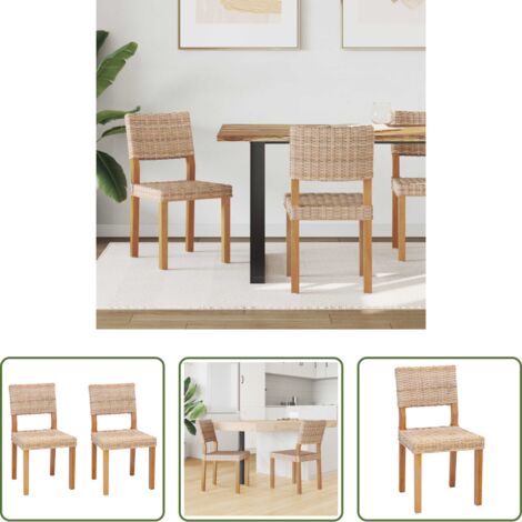 Sedia in rattan -  Sedia da pranzo 2 pcs Naturale 46 x 55 x 84 cm Rattan Kubu