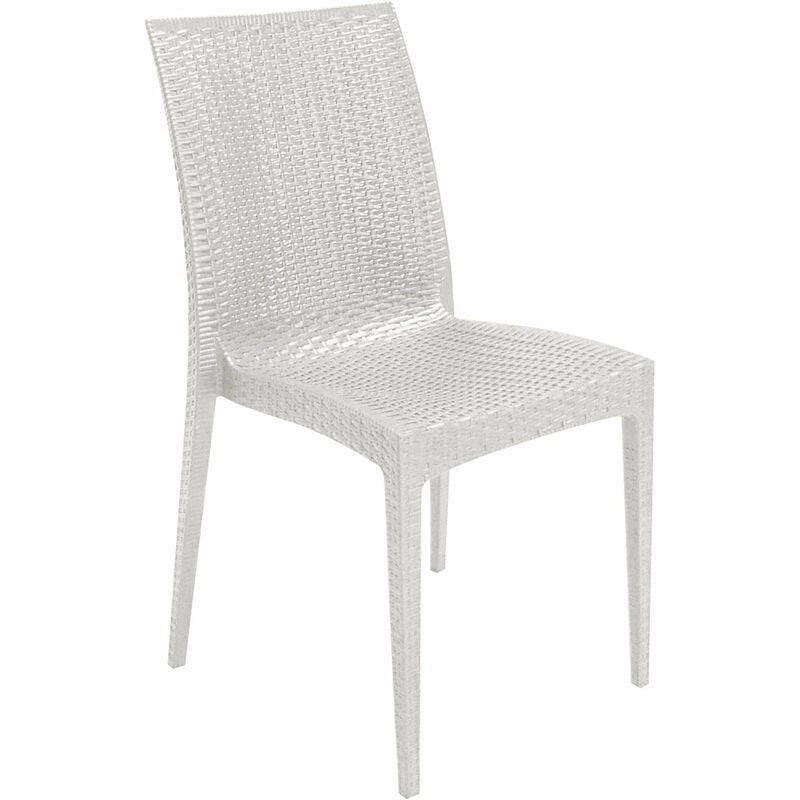 Sedia in resina impilabile effetto rattan Bistrot Grandsoleil - White