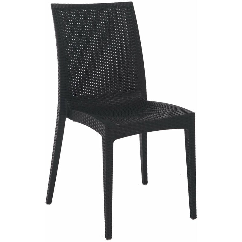 Sedia in resina impilabile effetto rattan Bistrot Grandsoleil - Black