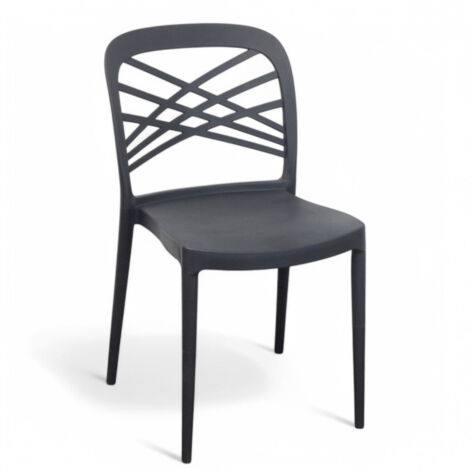 Sedia in resina senza braccioli con schienale design intrecciato impilabile per giardino Harmoni -  Antracite