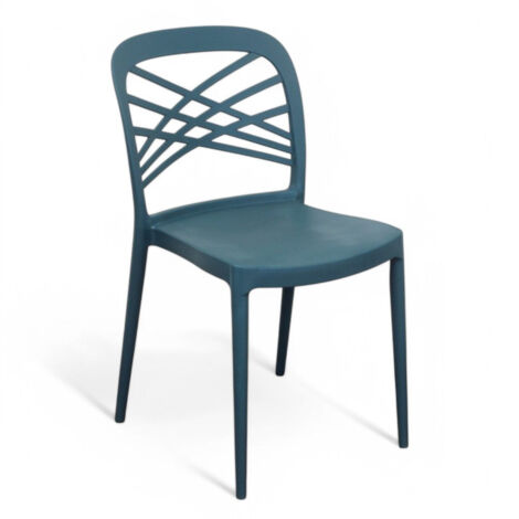 Sedia in resina senza braccioli con schienale design intrecciato impilabile per giardino Harmoni -  Verde petrolio