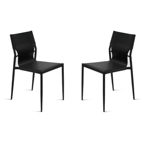 Sedia in simil cuoio Nero con struttura in metallo Nero SVEVA 2 sedie