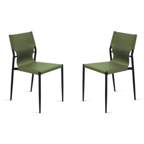 Sedia in simil cuoio Verde con struttura in metallo Nero SVEVA 2 sedie