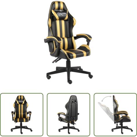 Sedia in similpelle -  Sedia da Gaming Nero e Oro in Similpelle