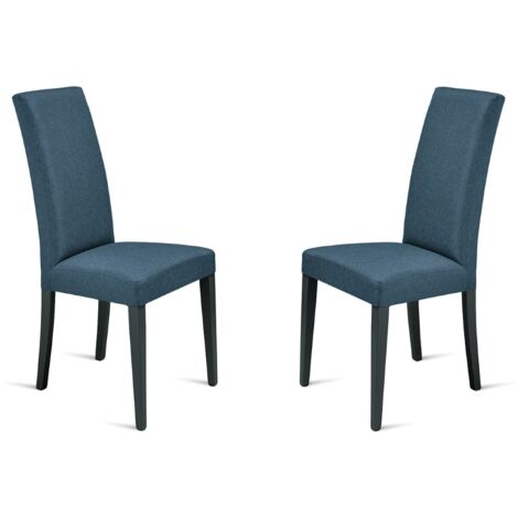 Sedia in tessuto Blu con gambe in legno DENVER 2 sedie