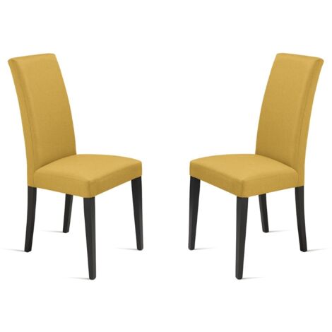 Sedia in tessuto Giallo con gambe in legno DENVER 2 sedie