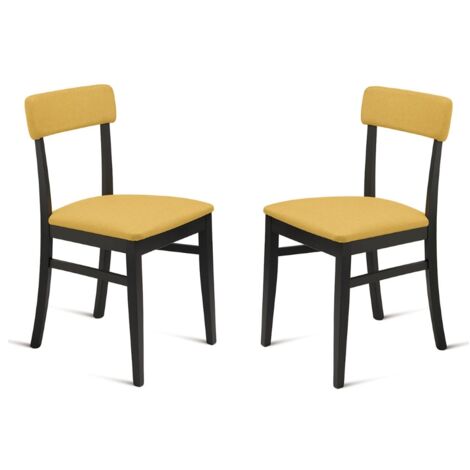 Sedia in tessuto Giallo con struttura in legno LIPSIA 2 sedie