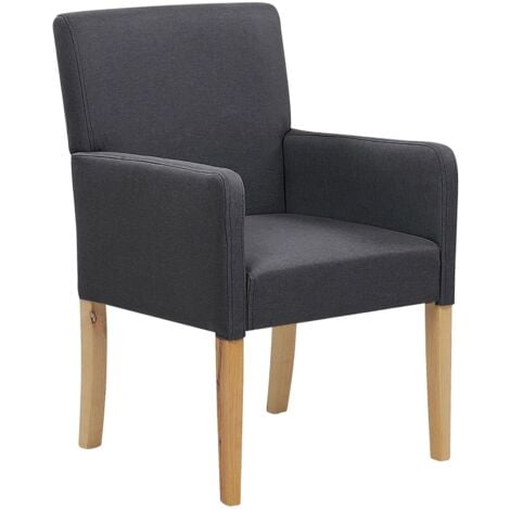 Sedia in Tessuto Grigio Gambe in Legno Seduta con Braccioli Elegante Rockefeller
