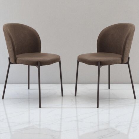 Sedia in tessuto Marrone con struttura in metallo MEGGIE 2 sedie