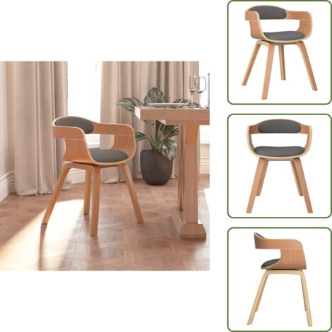 Sedia in tessuto - vidaXL Sedia da Pranzo Grigio Chiaro in Legno Curvato e Tessuto - Sedia con schienale imbottito