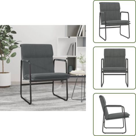 Sedia in tessuto - vidaXL Sedia Lounge Grigio Scuro 55x64x80 cm in Tessuto - Sedia imbottita