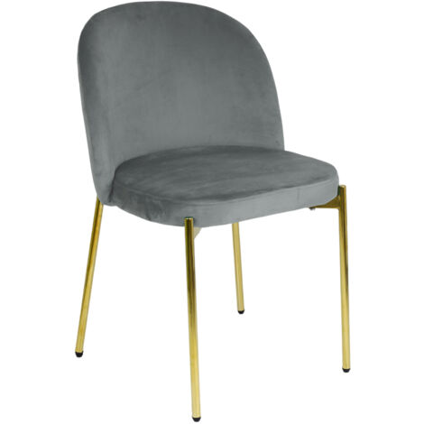 Sedia in Velluto con Gambe Oro Chiara Sedie in Metallo Dorato Poltroncina con Seduta Imbottita per Sala da Pranzo Salotto Soggiorno Design Moderno 1 SEDIA CHIARA GRIGIO / ORO