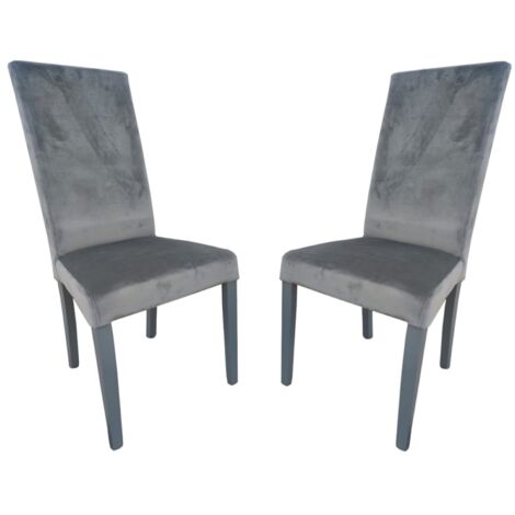 Sedia in Velluto con gambe verniciate GRIGIO mod.DENVER Set da 2