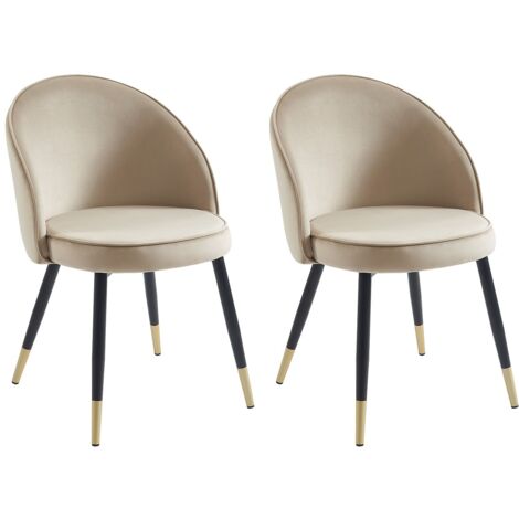 Sedia in Velluto e Metallo Beige - Lotto di 2 - MAYLINA