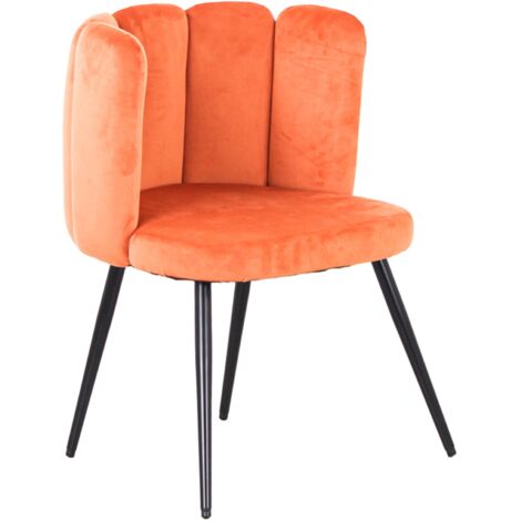 Sedia in velluto imbottita e gambe in metallo nero CAPRI Arancio