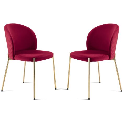Sedia in velluto Rosso con struttura in metallo Oro MEGAN 2 sedie