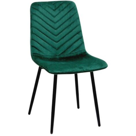 WS DESIGN Sedia in Velluto Verde con Gamba Nero Arrow