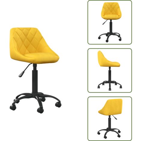 Sedia in velluto - vidaXL Sedia da Ufficio Giallo Senape in Velluto - Sedia con ruote