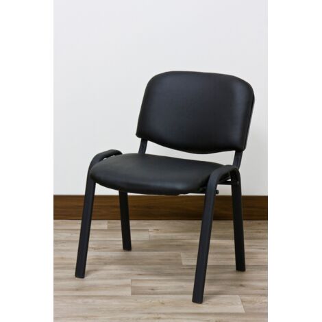Sedia Interlocutoria Work in PVC Nero – Impilabile, Imbottita e Robusta