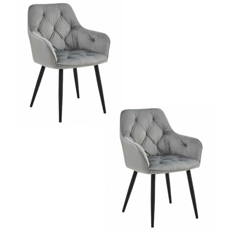 Sedia JORK - velluto grigio argento / gambe nere x 2