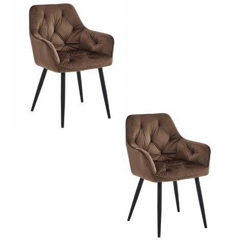 Sedia JORK - velluto marrone / gambe nere x 2
