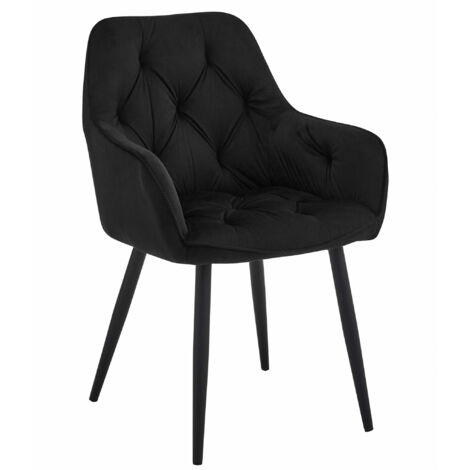 Sedia JORK - velluto nero / gambe nere x 1