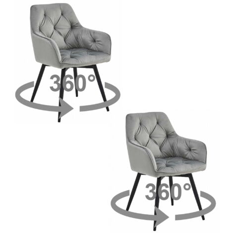 Sedia JORK360 - velluto grigio argento / gambe nere x 2