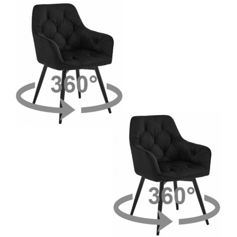 Sedia JORK360 - velluto nero / gambe nere x 2