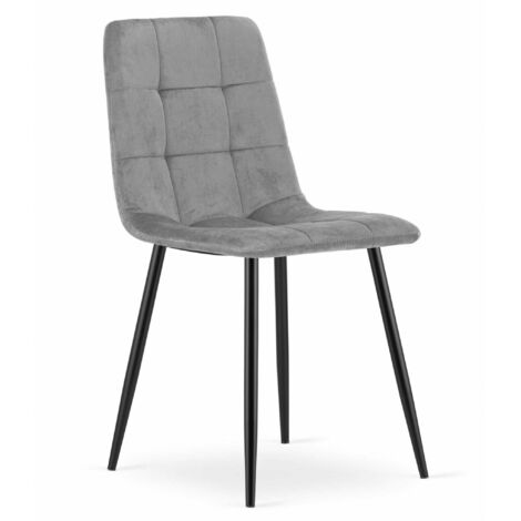 Sedia KARA - velluto grigio chiaro / gambe nere x 1