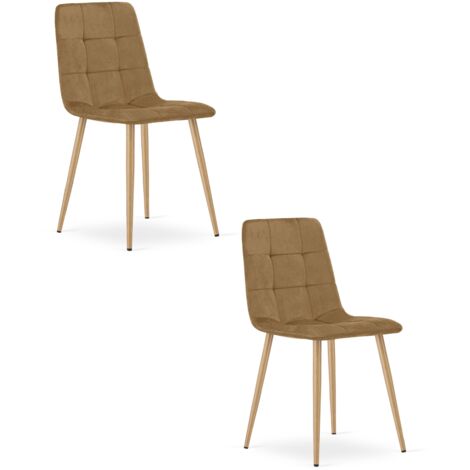 Sedia KARA - velluto marrone / gambe color legno x 2