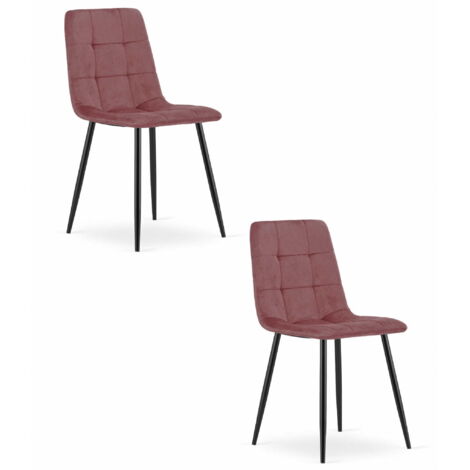 Sedia KARA - velluto rosa / gambe nere x 2