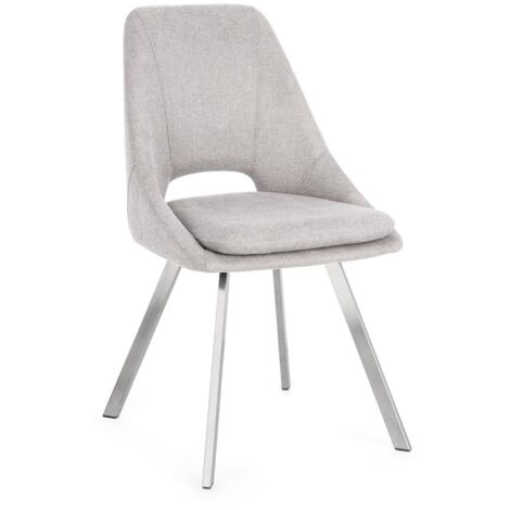 Sedia Kashar con struttura in compensato, per arredo interno 45 x 49,5 x h 85 cm -Grigio Chiaro / Confezione da 2 pezzi