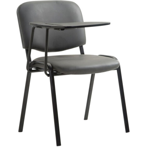 Sedia Ken in similpelle con tavolino ribaltabile grigio