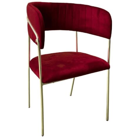Sedia Key tessuto rosso scuro e struttura oro EFFEZ