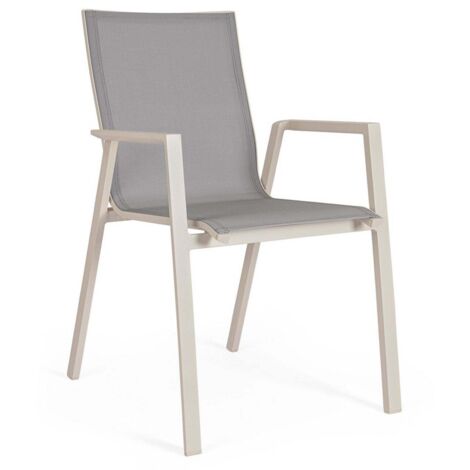 Sedia "Krion" struttura in alluminio con braccioli per interni ed esterni -Lunar / Confezione da 4 Pezzi