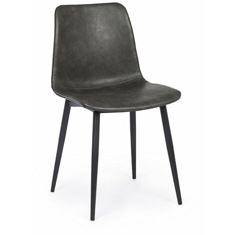 Sedia Kyra con gambe in acciaio verniciato a polvere epossidica, per arredo interno 44 x 50 x h 80 cm -Nero / Antracite / Confezione da 4 pezzi