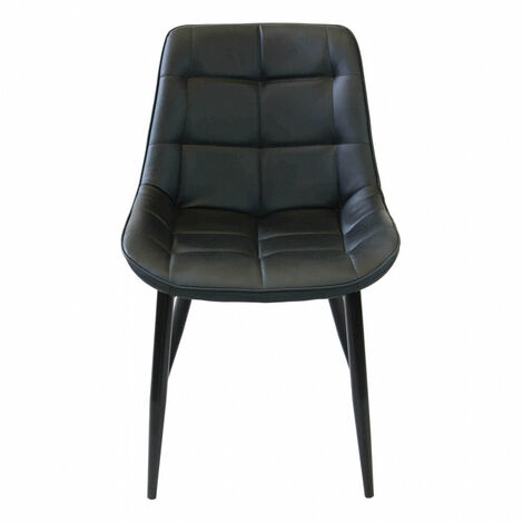 Sedia larga da interno sala da pranzo con struttura in metallo e seduta morbida rivestita in ecopelle No Arm -  Black