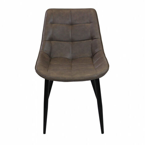 Sedia larga da interno sala da pranzo con struttura in metallo e seduta morbida rivestita in ecopelle No Arm -  Brown