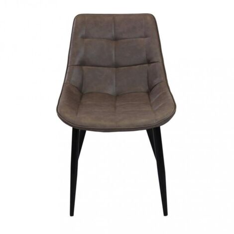 Sedia larga da interno sala da pranzo con struttura in metallo e seduta morbida rivestita in ecopelle No Arm -  Brown