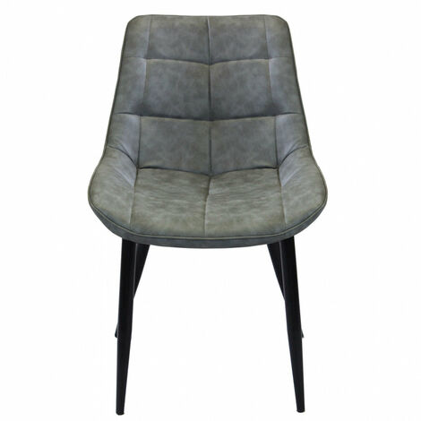 Sedia larga da interno sala da pranzo con struttura in metallo e seduta morbida rivestita in ecopelle No Arm -  Grey