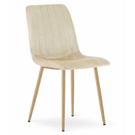 Sedia LAVA - velluto beige chiaro / gambe color legno x 1