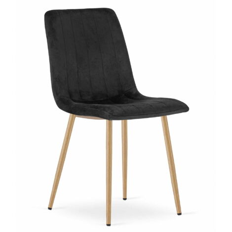 Sedia LAVA - velluto nero / gambe color legno x 1