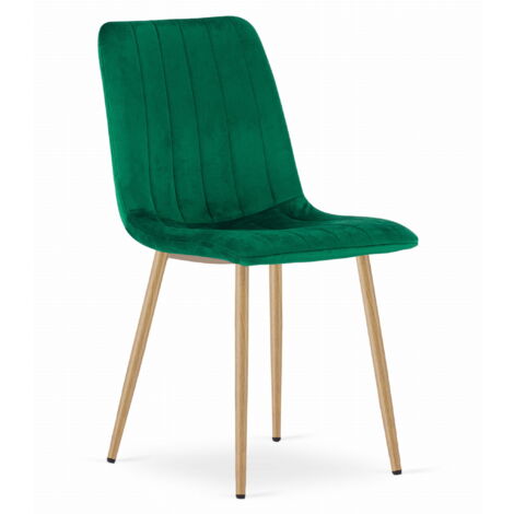 Sedia LAVA - velluto verde scuro / gambe color legno x 1