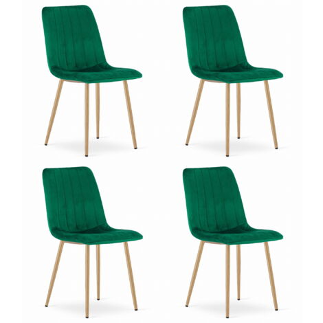 Sedia LAVA - velluto verde scuro / gambe color legno x 4